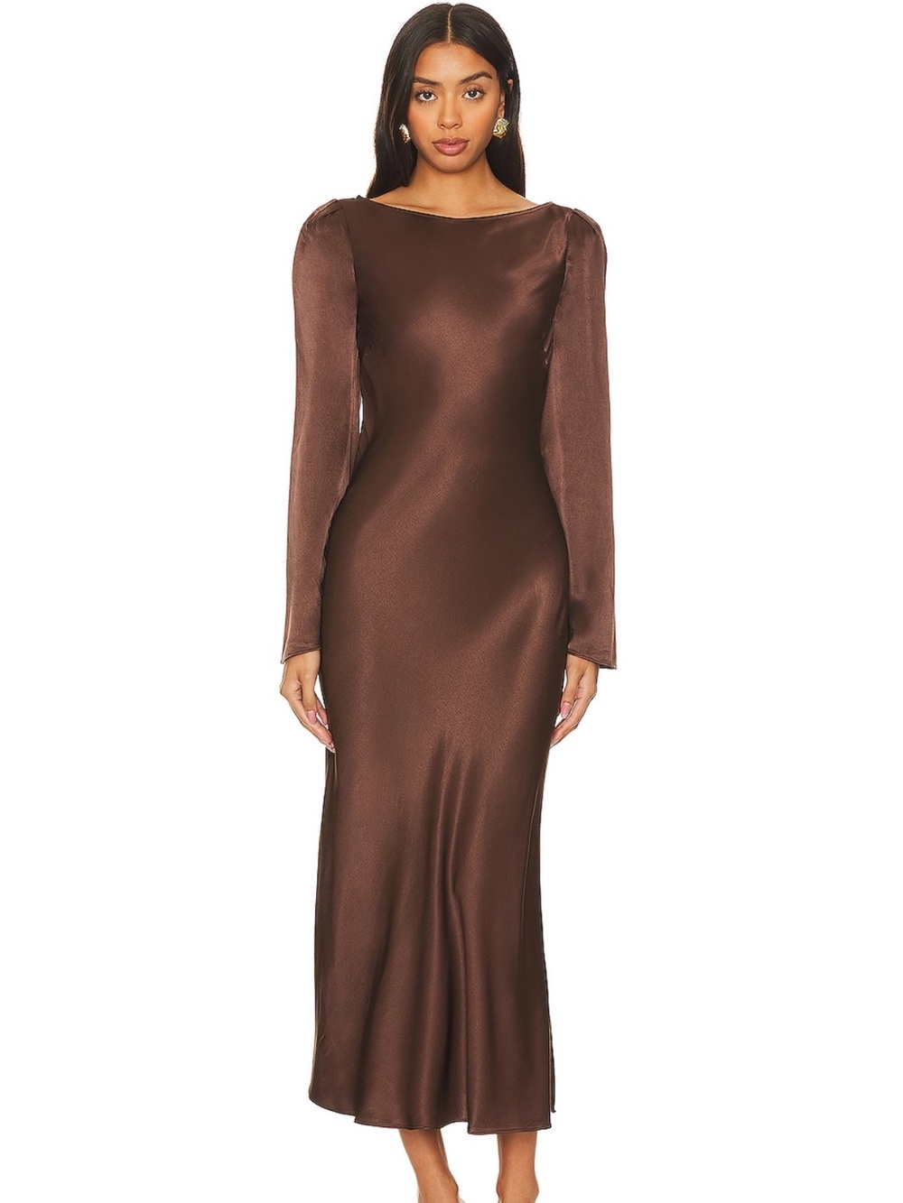 Stone Cold Fox Midi Midi Dress in Coffee Brown